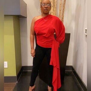 Give a little shoulder with this dressy top.